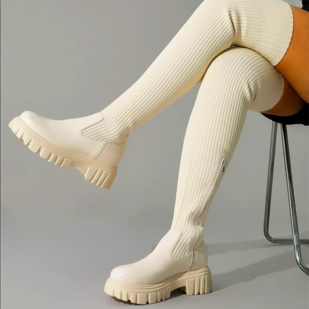 Chunky Sole Over the Knee Sock Boots